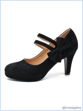 Women's Kitten Heel Pumps Faux Velvet Closed Toe Double Ankle Strap Dress Shoes
